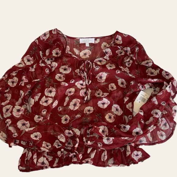 Love & Piece Sheer Floral Blouse Size Small - Picture 3 of 8